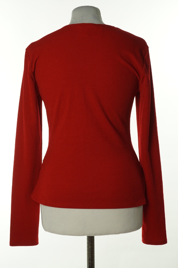 Bluzka czerwona z dekoldem V - NLY ONE zdjęcie 2