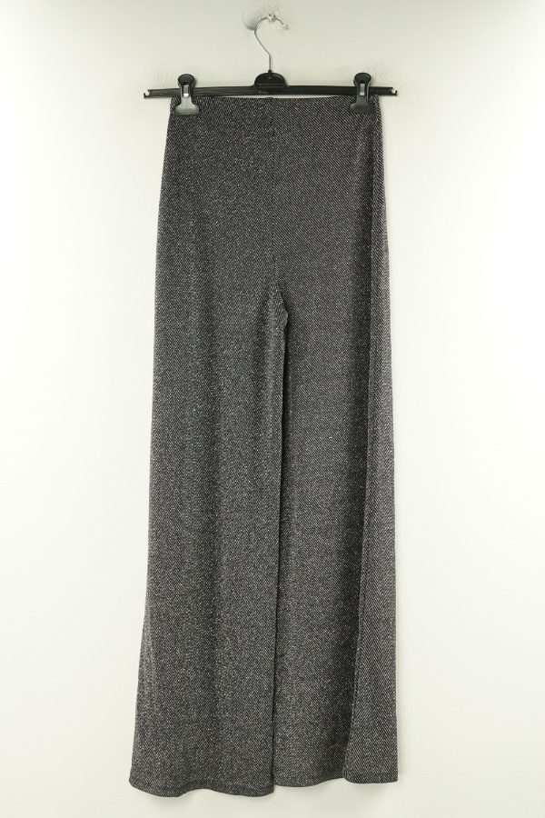 Spodnie czarne połyskujące z szeroką nogawką - STRADIVARIUS zdjęcie 2