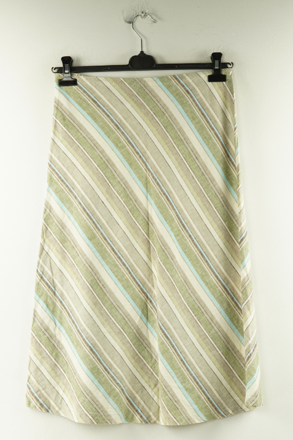 Spódnica w zielono - beżowe pasy, w składzie len (55%) i rayon (45%) - PRIMARK zdjęcie 2