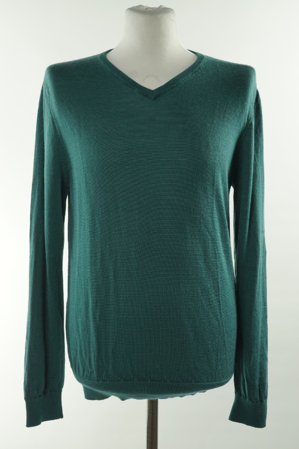 Sweter zielony wełniany (100% wełna merino) - BRAK METKI Z NAZWĄ PRODUCENTA zdjęcie 1