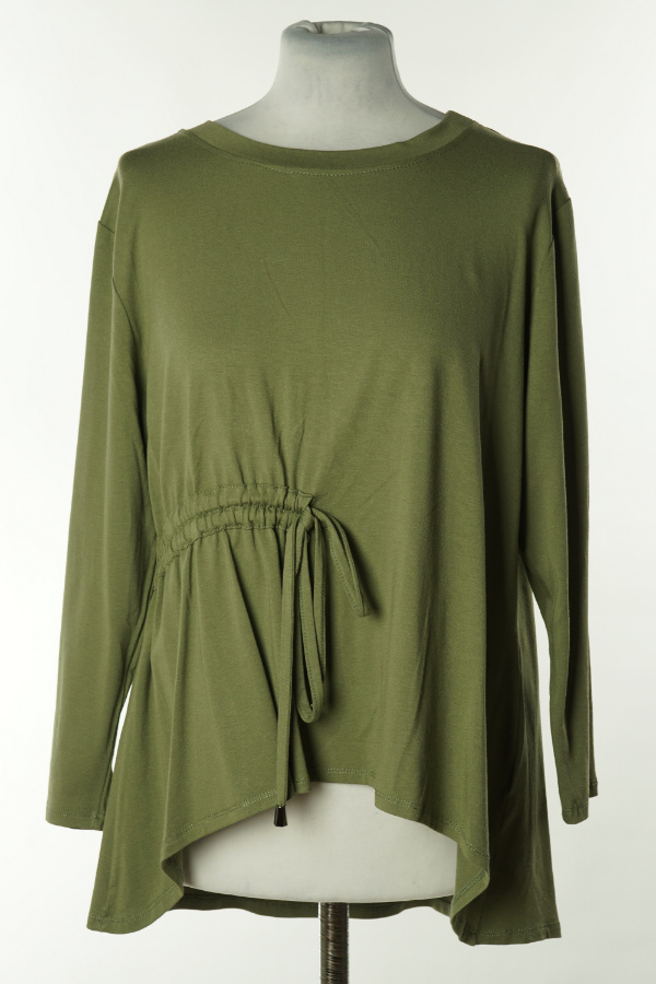 Bluzka khaki z marszczeniem - SALOOS zdjęcie 1