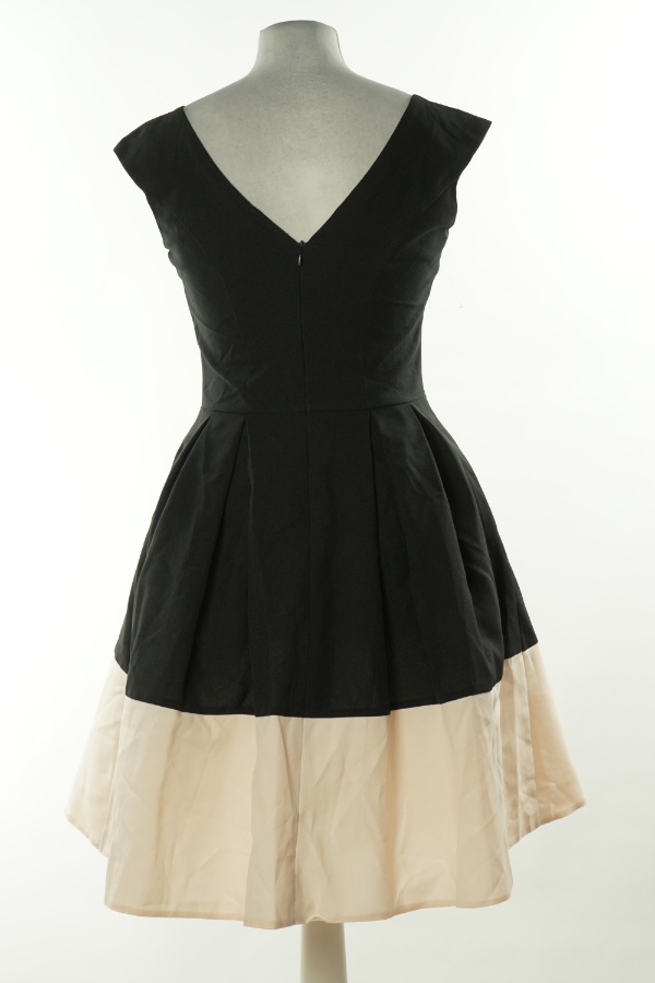 Sukienka czarna z kremowym pasem - A&A zdjęcie 2