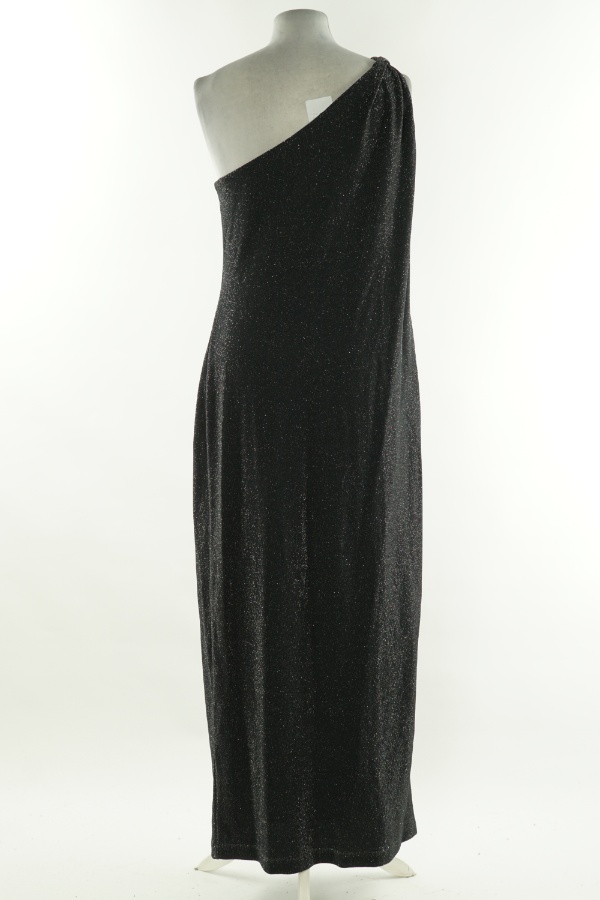Sukienka czarna błyszcząca na jedno ramię - NEXT zdjęcie 2