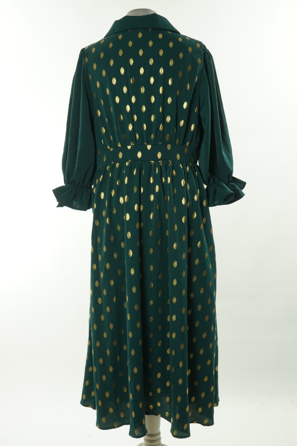 Sukienka zielona w złote ciapki - SHEIN zdjęcie 2