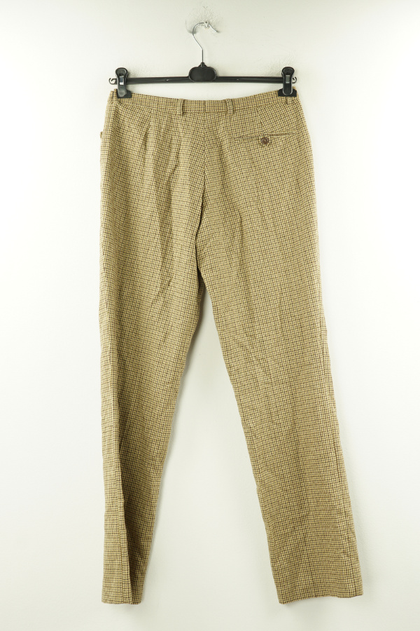 Spodnie beżowe kratka, w składzie wełna (45%) - CONWELL  zdjęcie 2