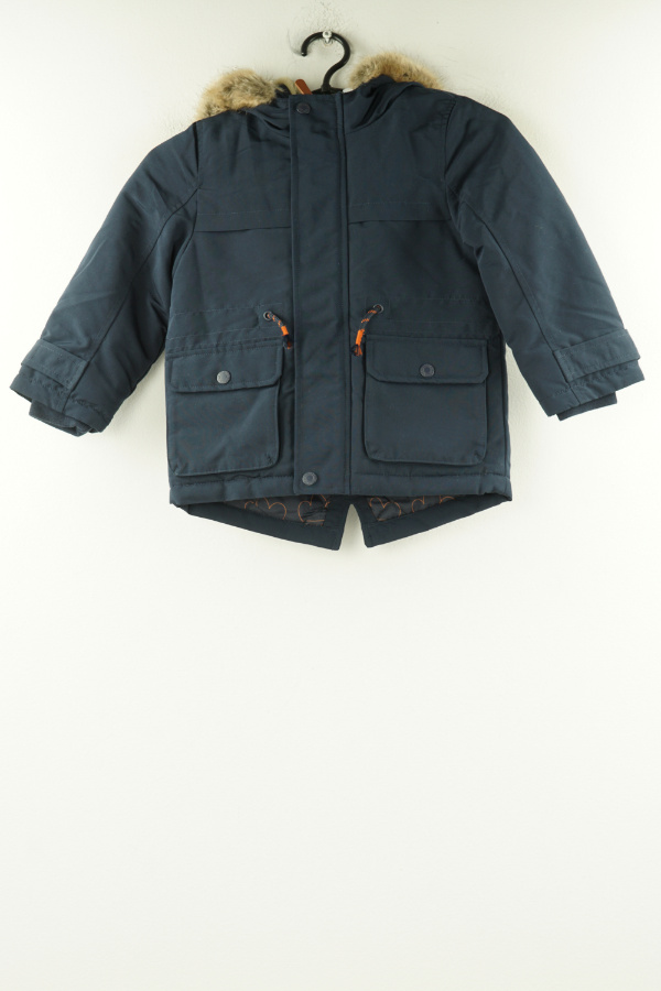 Kurtka granatowa z futerkiem przy kapturze - GEORGE zdjęcie 1