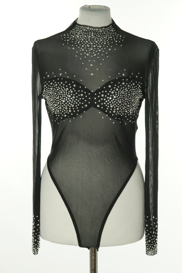 Body siateczkowe czarne z dżetami - SHEIN zdjęcie 1