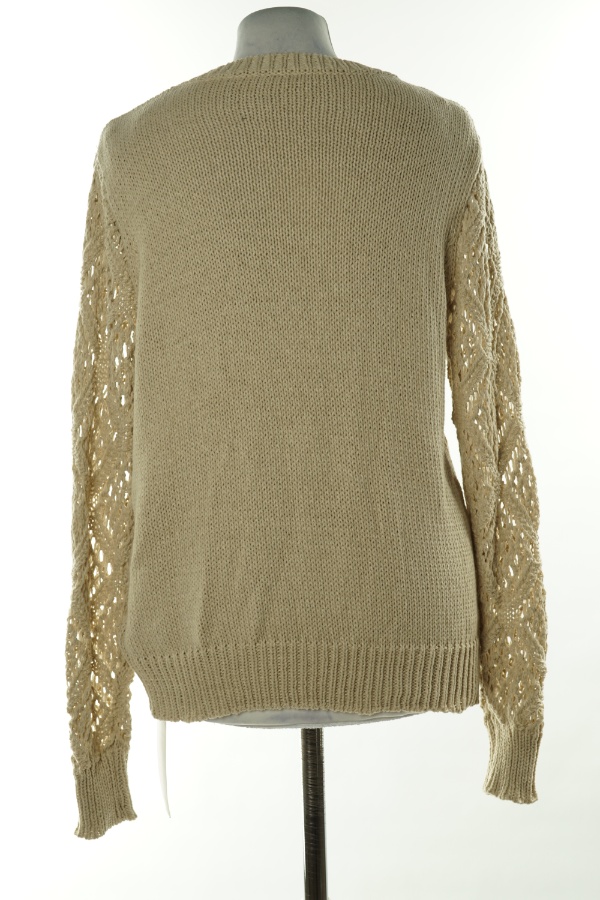 Sweter beżowy z prześwitującymi rękawami - EMERY ROSE zdjęcie 2