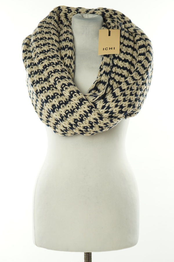 Komin kremowo-granatowy, ICHI - ICHI zdjęcie 1