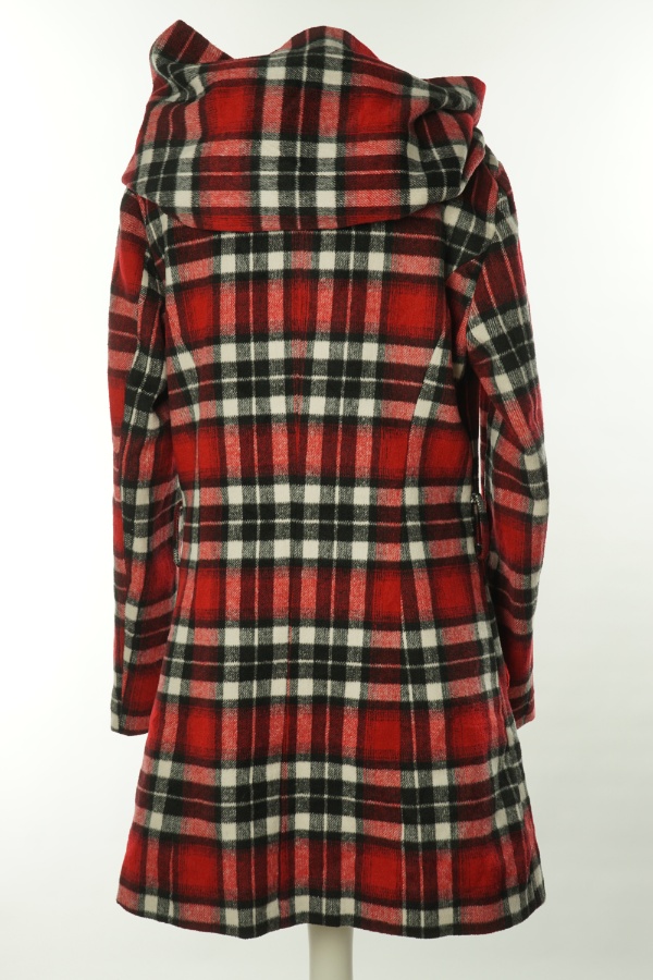 Płaszcz czerwony w kratkę - NKD zdjęcie 2