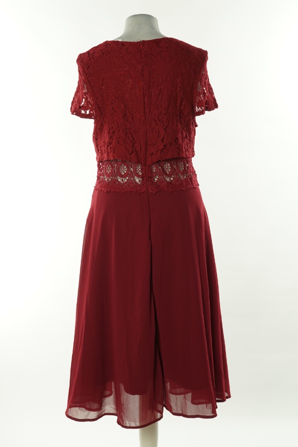 Sukienka wiśniowa z koronkową górą - BOOHOO zdjęcie 2