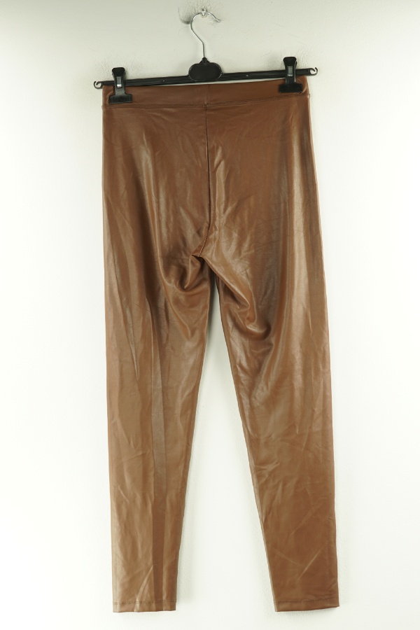 Legginsy ekoskóra brązowe - BERSHKA zdjęcie 2