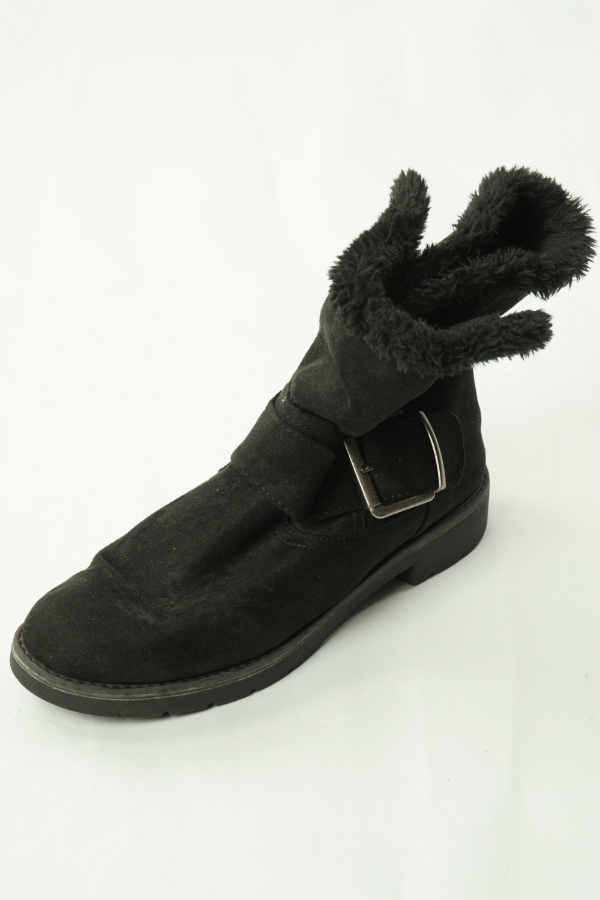 Botki czarne z klamrą ocieplane misiem - GRACELAND zdjęcie 1