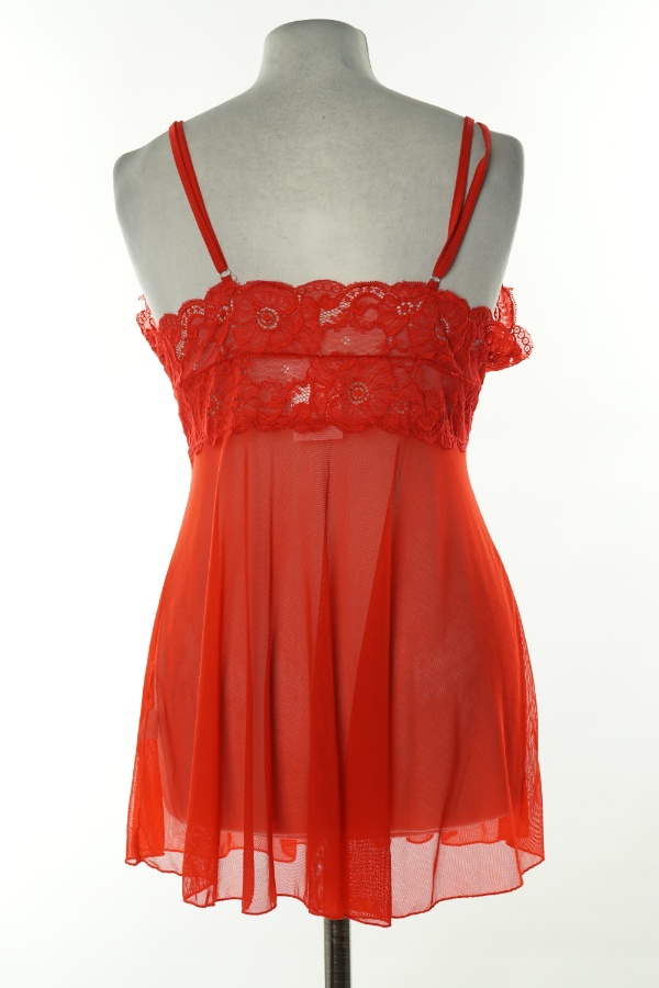 Koszulka nocna czerwona koronkowa - BRAK METKI Z NAZWĄ PRODUCENTA zdjęcie 2