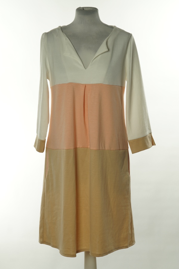 Sukienka różowo-beżowa - BRAK METKI Z NAZWĄ PRODUCENTA zdjęcie 1