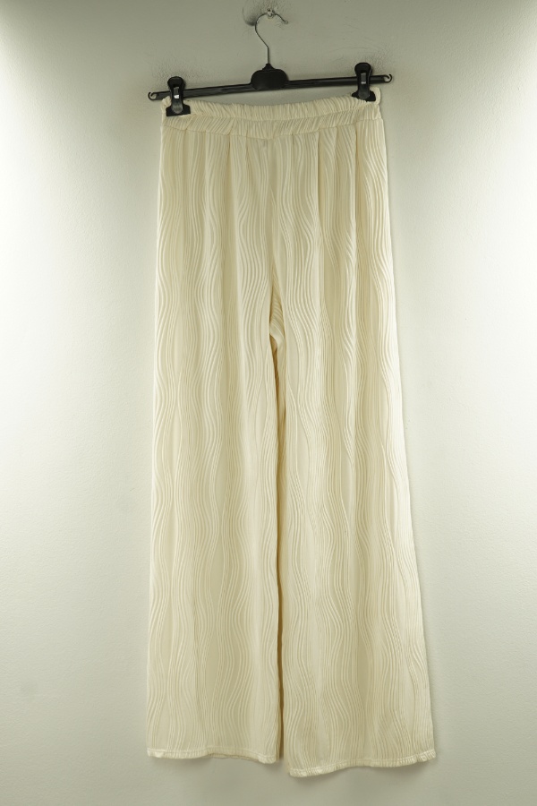 Spodnie materiałowe beżowe z szeroką nogawką - BRAK METKI Z NAZWĄ PRODUCENTA zdjęcie 2