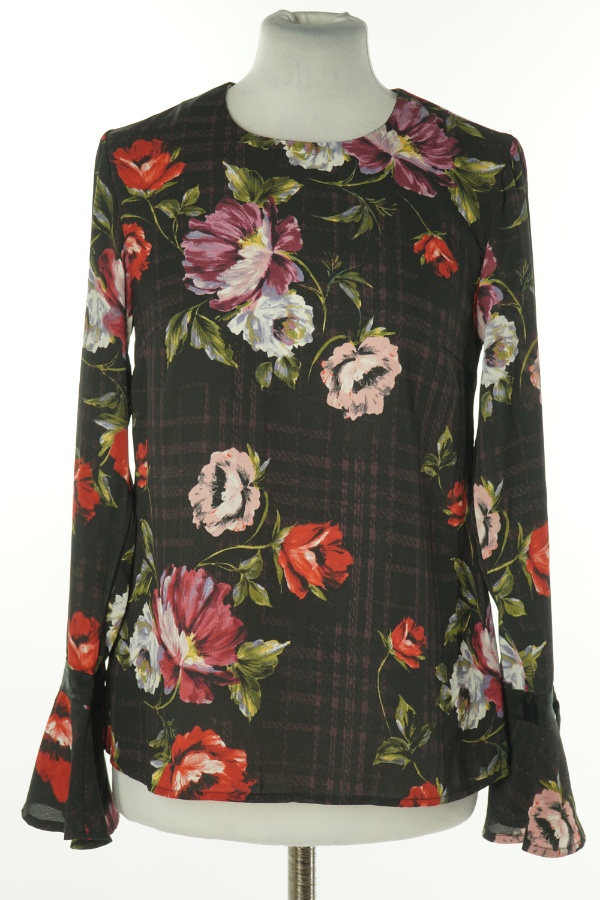 Bluzka czarna w kwiaty - WAREHOUSE zdjęcie 1
