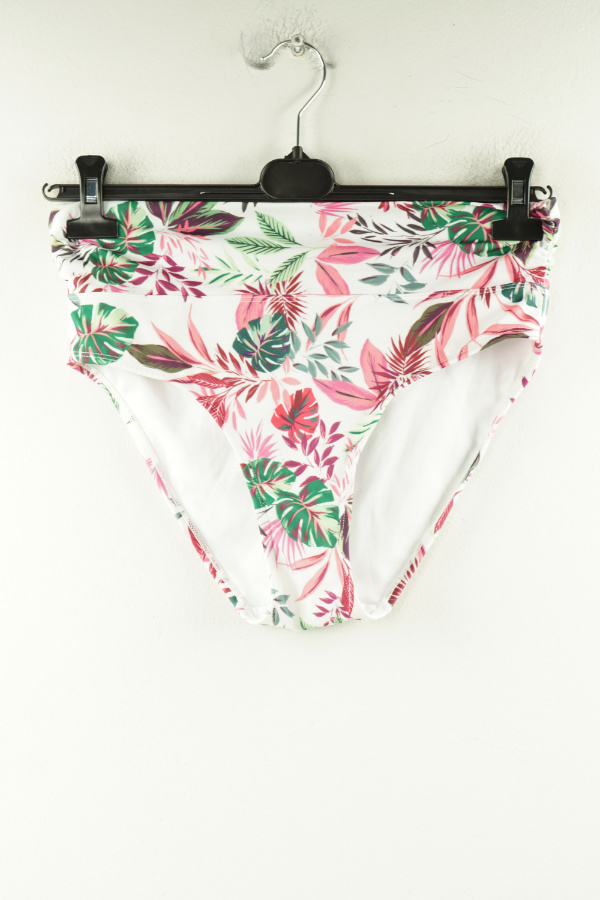 Dół od kostiumu kapielowego biały w różowe i zielone liście - HUNKEMOLLER zdjęcie 1