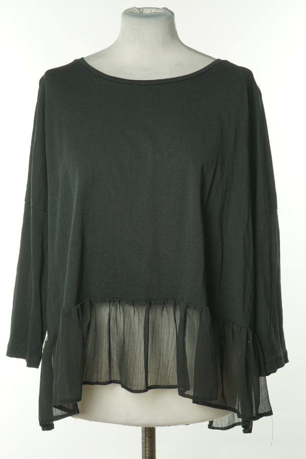 Bluzka czarna z prześwitującą wstawką na dole - PRIMARK zdjęcie 1