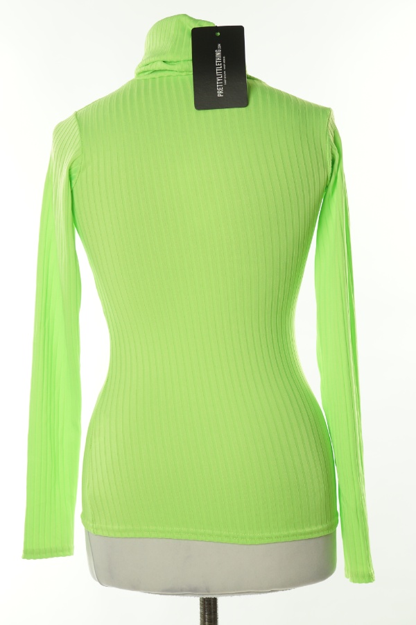 Bluzka golf zielona neonowa, prążkowana - PRETTYLITTLETHING zdjęcie 2