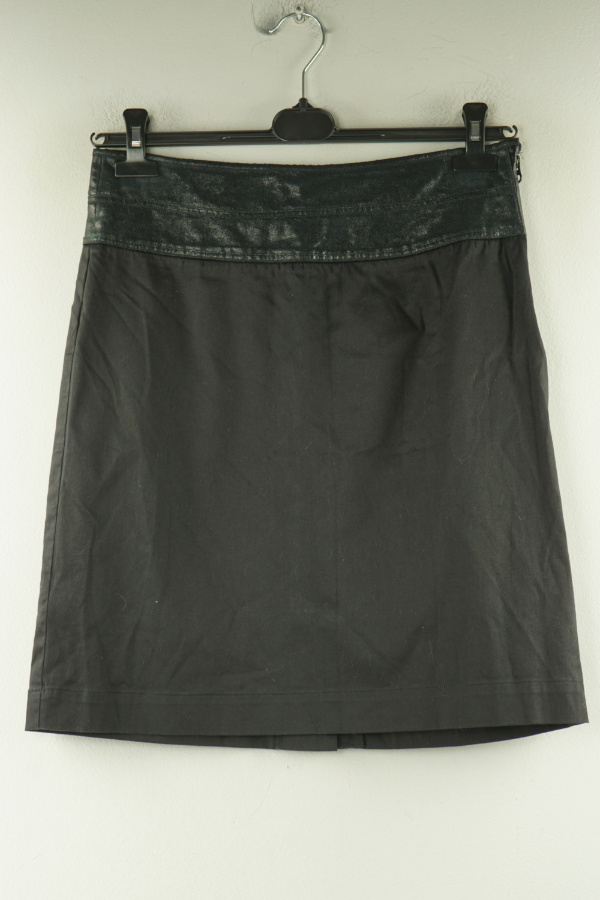 Spódnica czarna z wstawką z ekoskóry - ISABELL KRISTENSEN zdjęcie 1