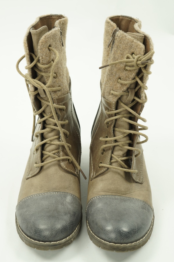 Kozaki beżowe z szarym czubem - RIEKER zdjęcie 2