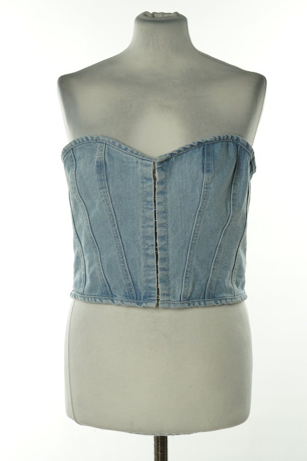 Top niebieski jeansowy - PRETTYLITTLETHING zdjęcie 1