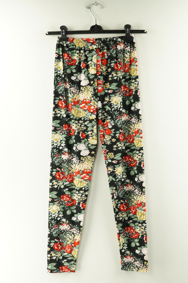 Legginsy czarne w kwiaty - BRAK METKI Z NAZWĄ PRODUCENTA zdjęcie 2