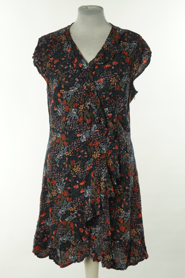 Sukienka granatowa w kwiaty - BRAK METKI Z NAZWĄ PRODUCENTA zdjęcie 1
