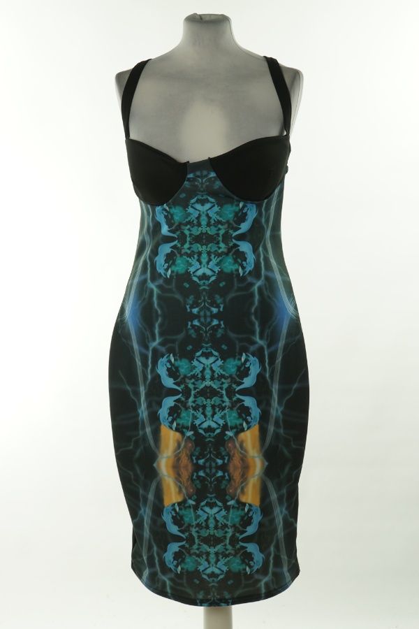 Sukienka czarno-niebieska na ramiączkach - BRAK METKI Z NAZWĄ PRODUCENTA zdjęcie 1