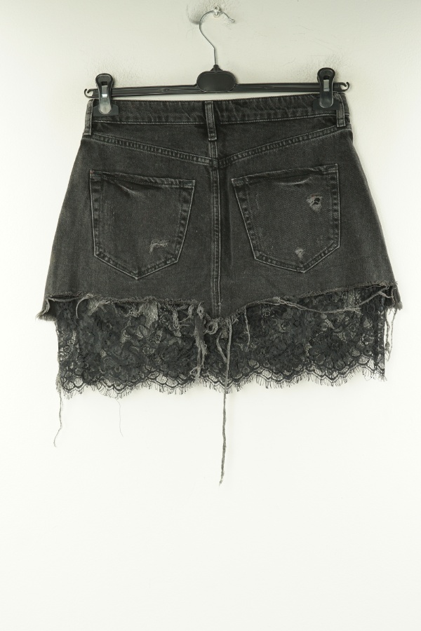 Spódnica czarna jeansowa z koronką - RIVER ISLAND zdjęcie 2