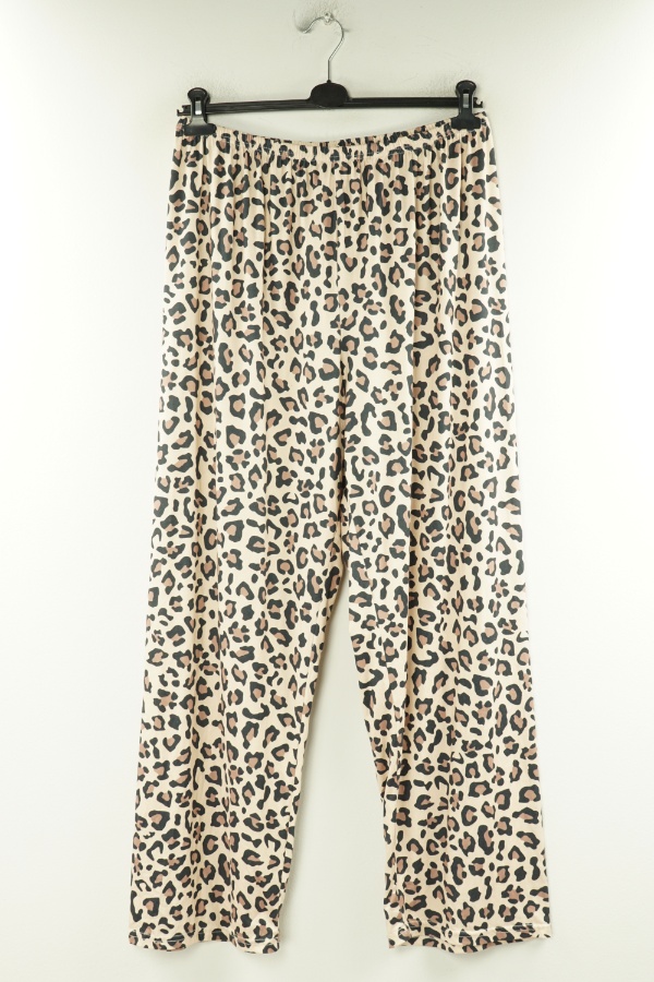 Spodnie piżamowe beżowe w cętki - BRAK METKI Z NAZWĄ PRODUCENTA  zdjęcie 1