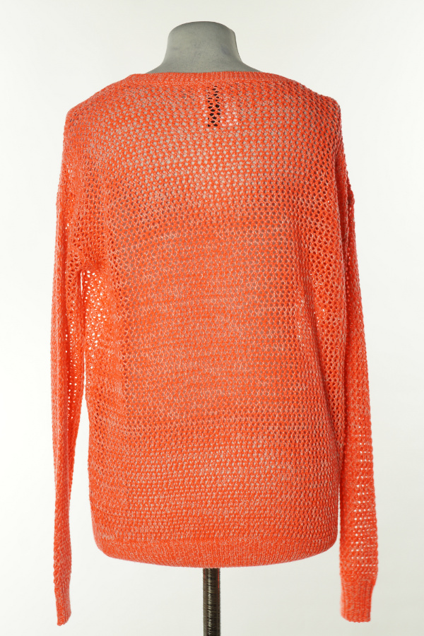 Sweter pomarańczowy neonowy ażurowy - COLOURS OF THE WORLD zdjęcie 2