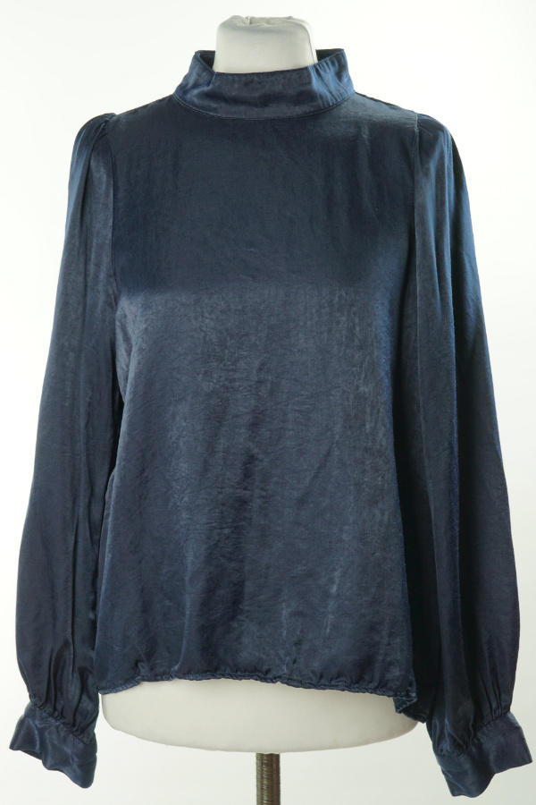 Bluzka granatowa gładka ze stójką - MY ESSENTIAL WARDROBE zdjęcie 1