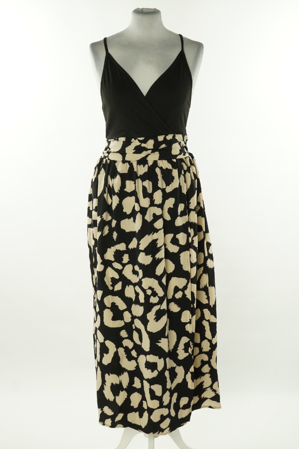 Sukienka czarna w beżowe cętki - SHEIN zdjęcie 1