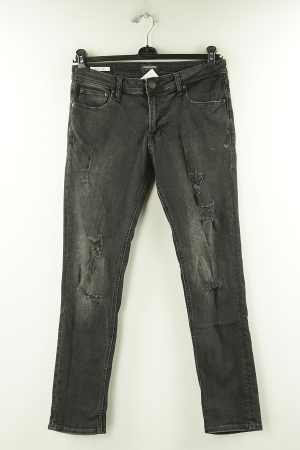 Spodnie czarne jeansowe z dziurami i przetarciami - JACK&JONES zdjęcie 1