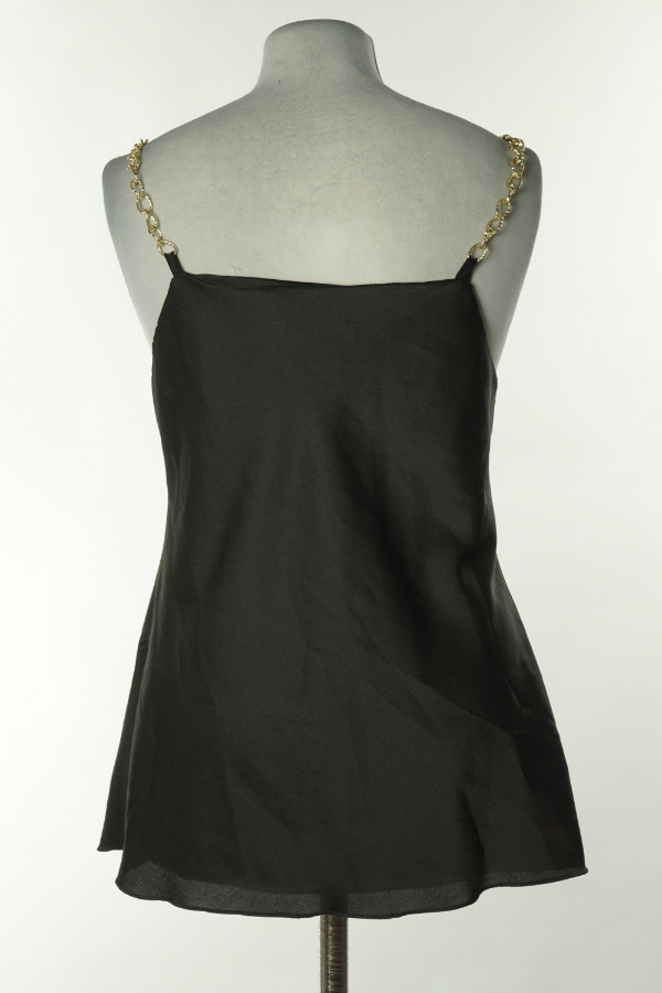 Bluzka czarna z łańcuszkowymi ramiączkami - BRAK METKI Z NAZWĄ PRODUCENTA zdjęcie 2