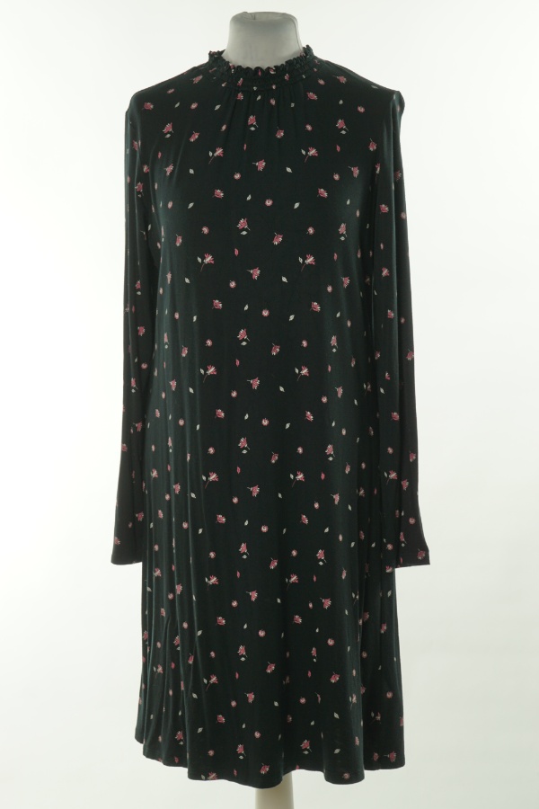 Sukienka czarna w kwiatki ze stójką - M&S zdjęcie 1