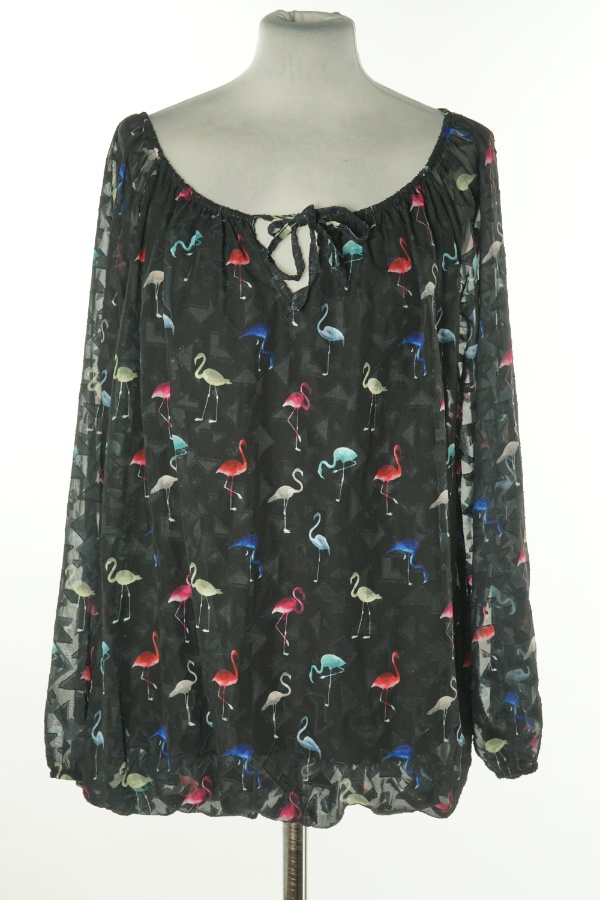 Bluzka czarna we flamingi - BRAK METKI Z NAZWĄ PRODUCENTA zdjęcie 1