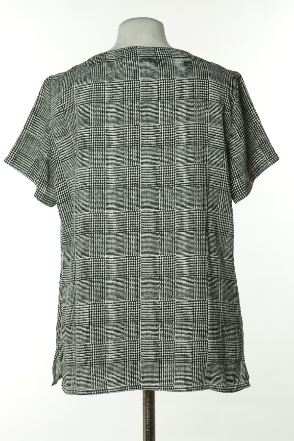 Bluzka biało-czarna w kratkę - SIMON JERSEY zdjęcie 2