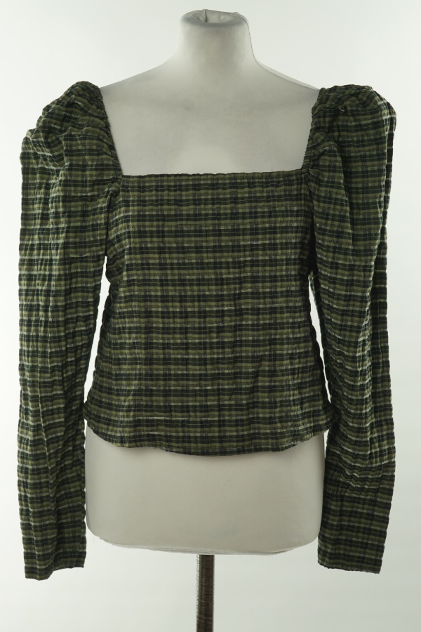 Bluzka zielono-czarna w kratkę - H&M zdjęcie 1