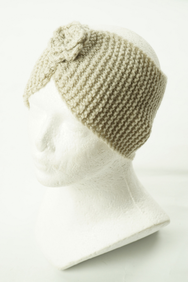 Opaska sweterkowa beżowa - BRAK METKI Z NAZWĄ PRODUCENTA zdjęcie 1