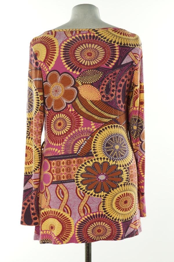 Bluzka wielokolorowa wzorzysta kopertowa - CAPPUCINI zdjęcie 2