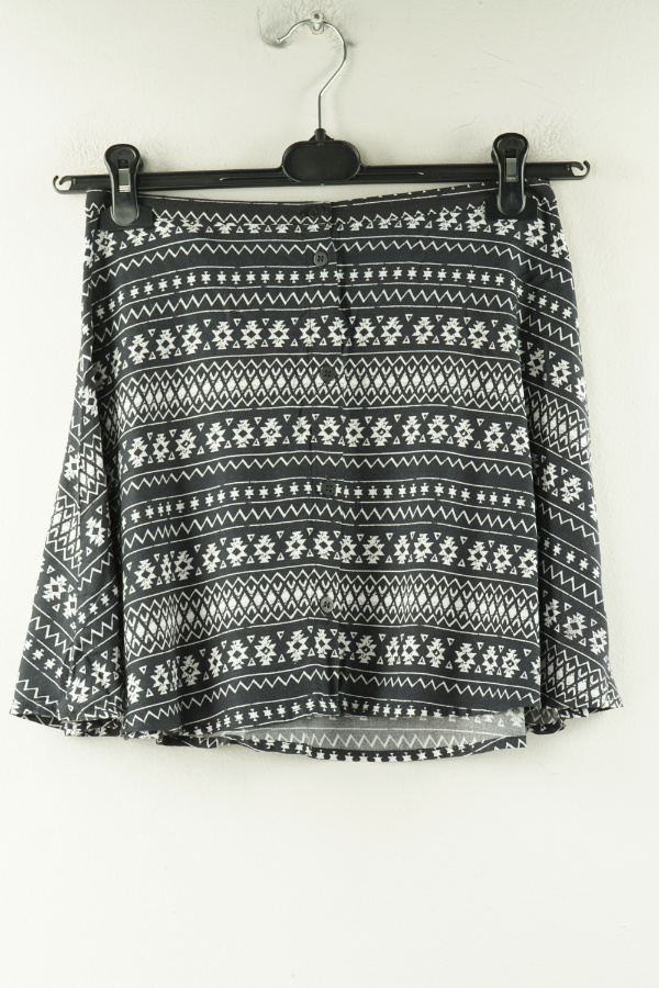 Spódnica czarna w białe wzory, 100% wiskoza, H&M - H&M zdjęcie 1