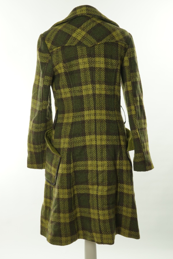 Płaszcz zielony w kratkę(60%wełna) - MANGO zdjęcie 2