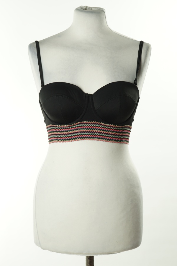 Góra od bikini czarna kolorowe paski - HUNKEMOLLER zdjęcie 1