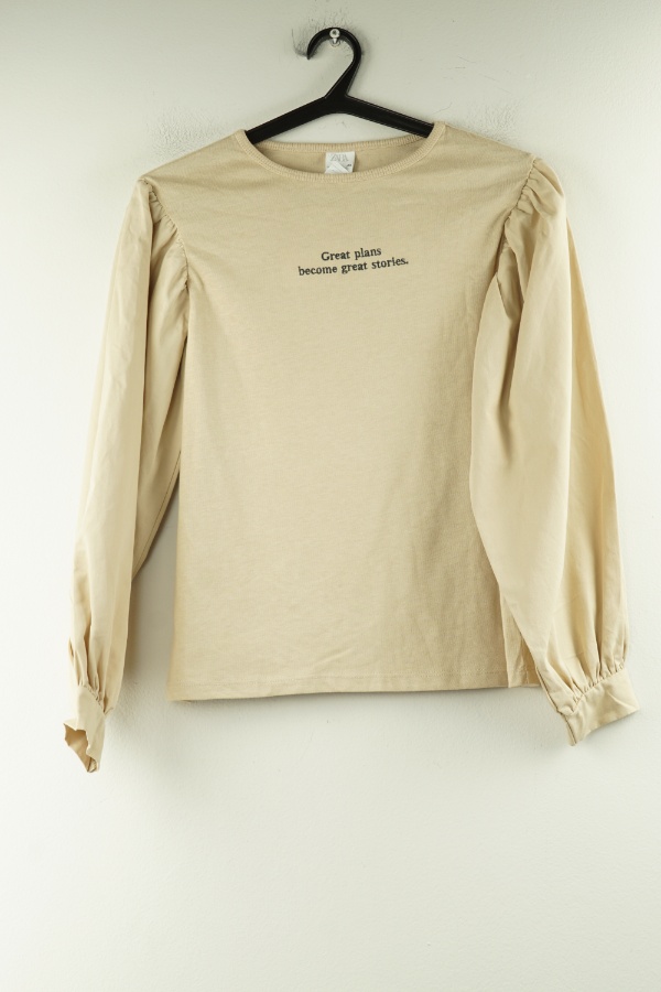 Bluza beżowa cienka z napisem, ZARA - ZARA zdjęcie 1