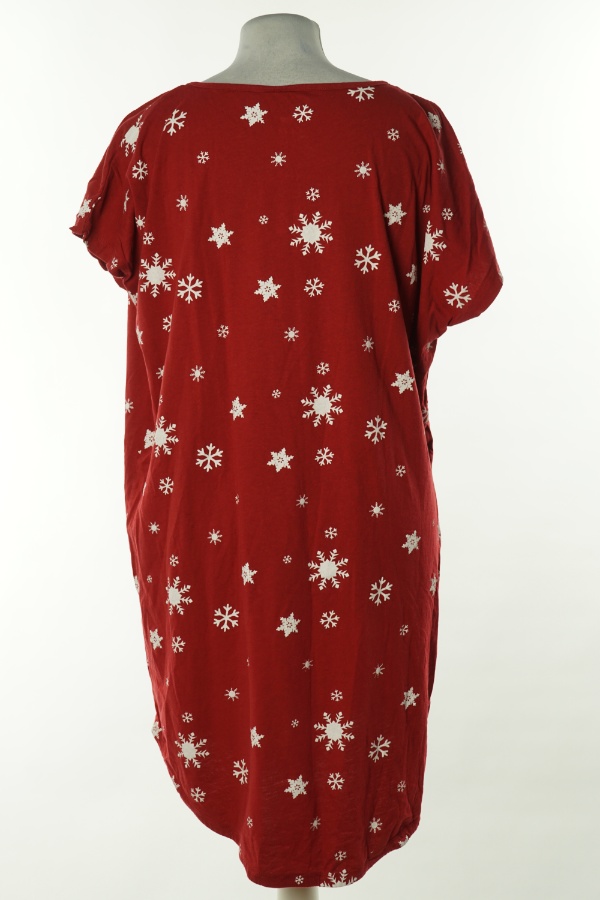 Koszula nocna czerwona w białe płatki śniegu - BRAK METKI Z NAZWĄ PRODUCENTA zdjęcie 2