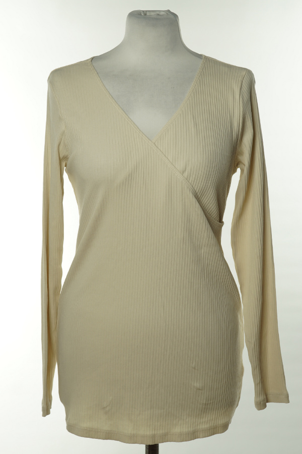 Bluzka beżowa prążkowana H&M - H&M zdjęcie 1