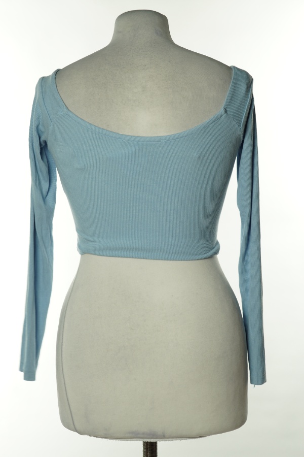 Top niebieski prążkowany - BERSHKA zdjęcie 2